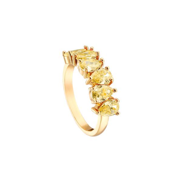 Ring Eleganza metallic gold-plated with yellow zircons