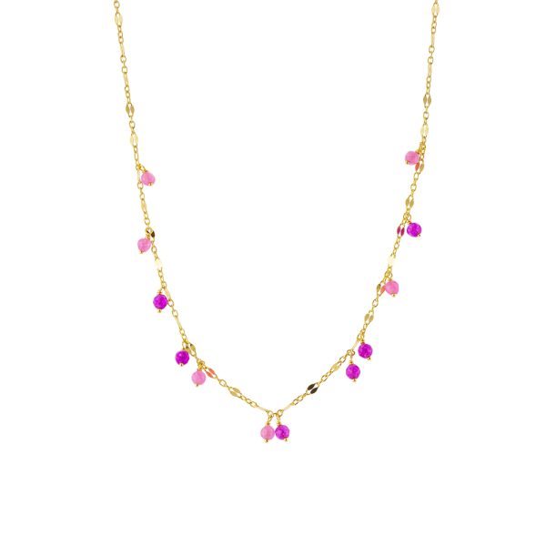 Enosis silver gold plated necklace with pink and purple stones