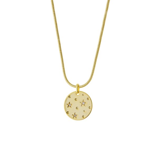 Natrix gold-plated metal necklace with stars and white zircons 1.8 cm
