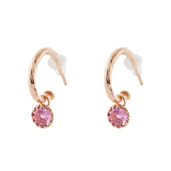 Basic silver rose gold earrings with pink zircons