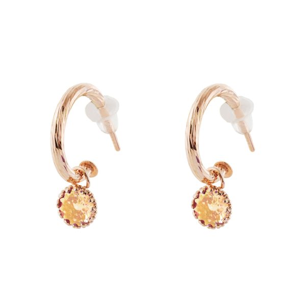 Earrings Basic silver rose gold hoops with champagne zircons