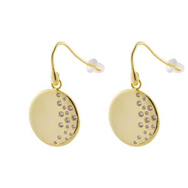 Natrix metal earrings gold-plated with white zircons 1.9 cm