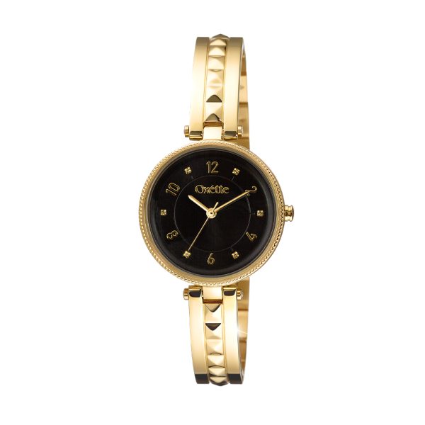Metropolitan watch with steel gold-plated bracelet and black dial