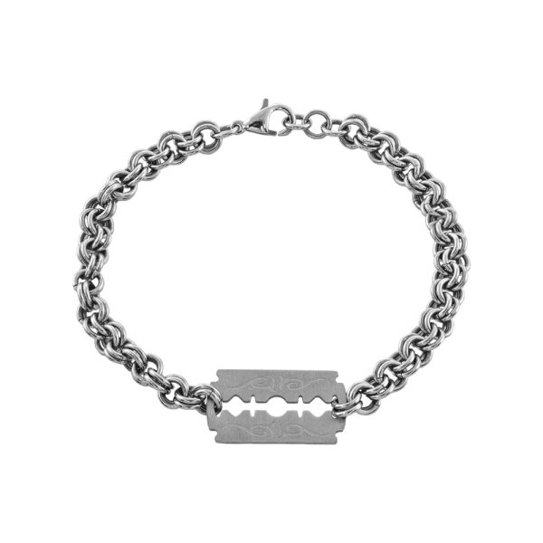 Men's steel bracelet with blade element