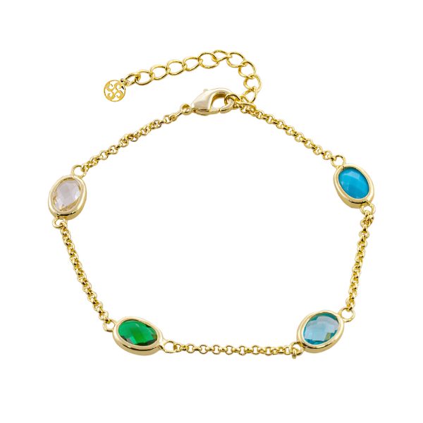 Optimism metal gold-plated bracelet with colorful zircons