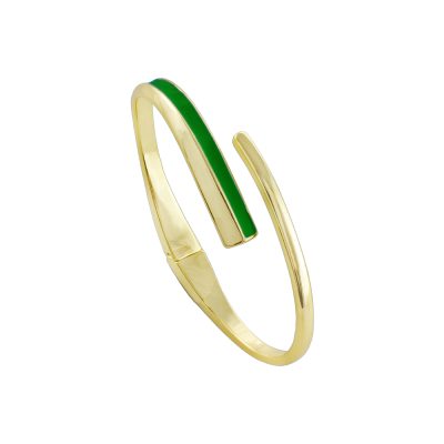 Sweety metal gold-plated bracelet fixed with green enamel