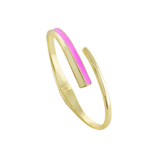 Sweety metal gold-plated bracelet fixed with pink enamel