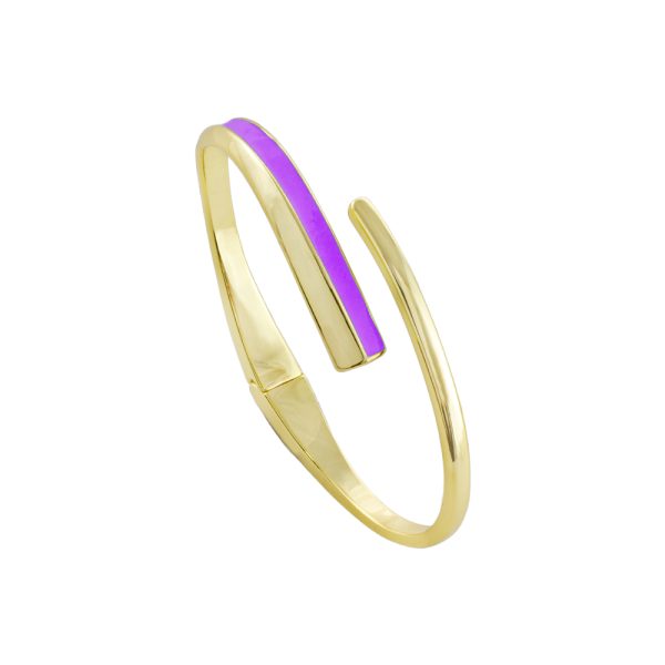 Sweety metal gold-plated bracelet fixed with purple enamel
