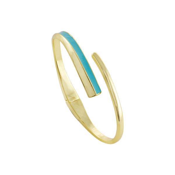 Sweety metal gold-plated bracelet fixed with aqua enamel