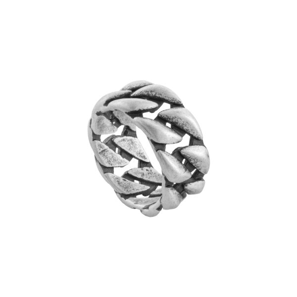 Ring Men's steel matt oxidized perforated