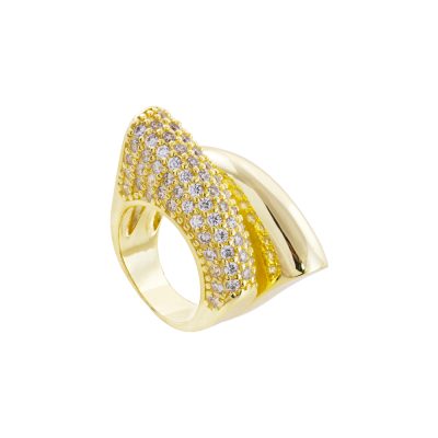 Sirene silver gold-plated ring with rows of white zircons 1.7 cm