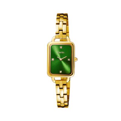 Ρολόι Liberty με επίχρυσο ατσάλινο μπρασελέ και πράσινο καντράν