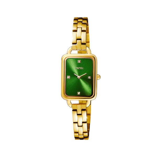 Liberty watch with gold-plated steel bracelet and green dial