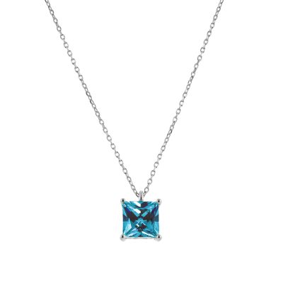 Κολιέ Party ασημένιο με aqua ζιργκόν 0.8 cm