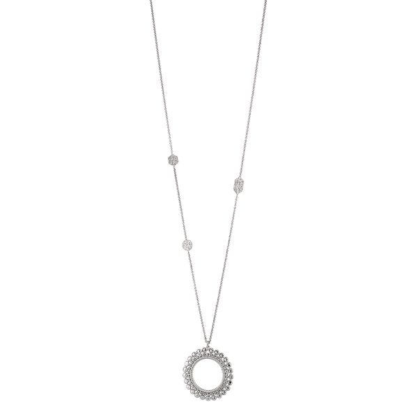 Sunray silver round necklace with white zircons