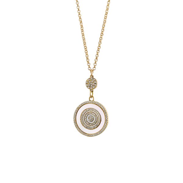 Gold-plated Optimism necklace with white zircons and mop