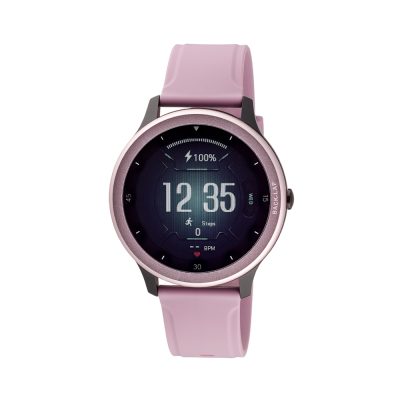 Smartwatch μαύρο/λιλά με λιλά λουράκι σιλικόνης