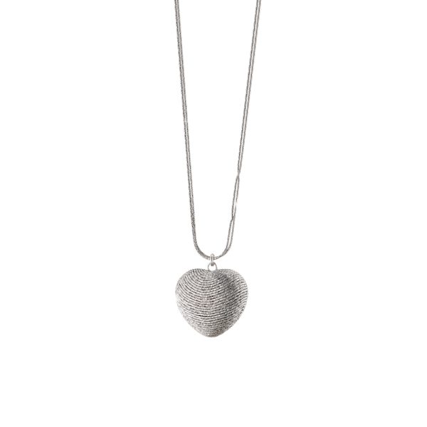 Silver Panorama necklace with double chain and heart