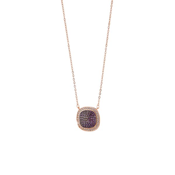 Darling necklace metallic rose gold with white zircons