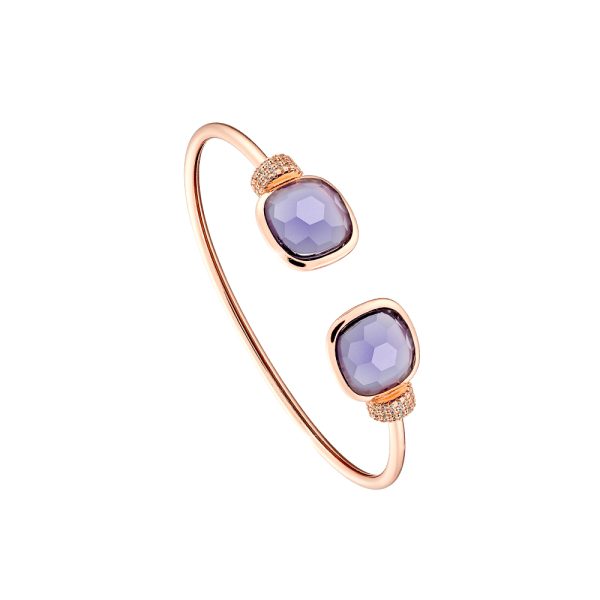 Darling bracelet metallic rose gold fixed with purple crystals and white zircons