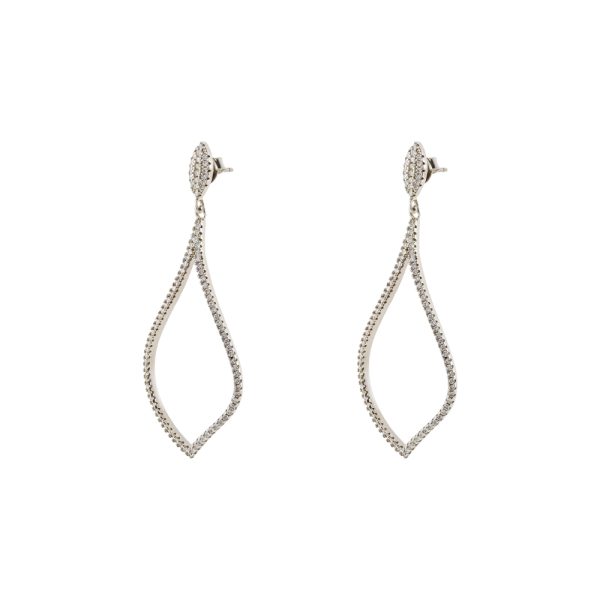 Jazzy silver earrings with white zircons 5 cm