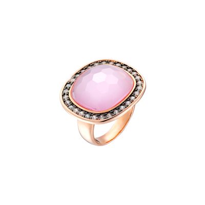 Δαχτυλίδι Darling μεταλλικό ροζ χρυσό με ροζ κρύσταλλο και λευκά ζιργκόν