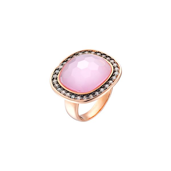 Darling ring metallic rose gold with pink crystal and white zircons