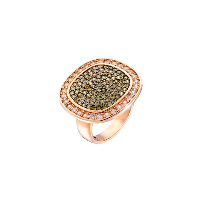 Δαχτυλίδι Darling μεταλλικό ροζ χρυσό με πράσινα και λευκά ζιργκόν