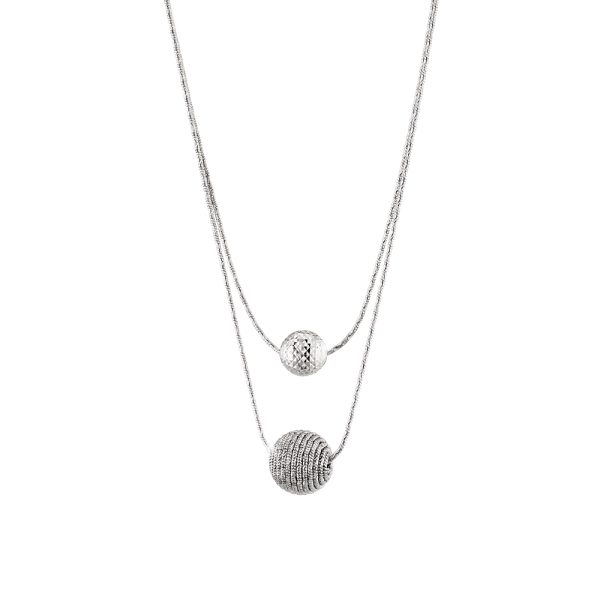 Silver Panorama necklace with double chain and sphere elements