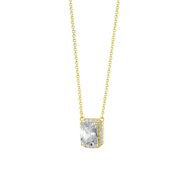 Kate necklace Gifting silver plated with rectangular white crystal and white zircons