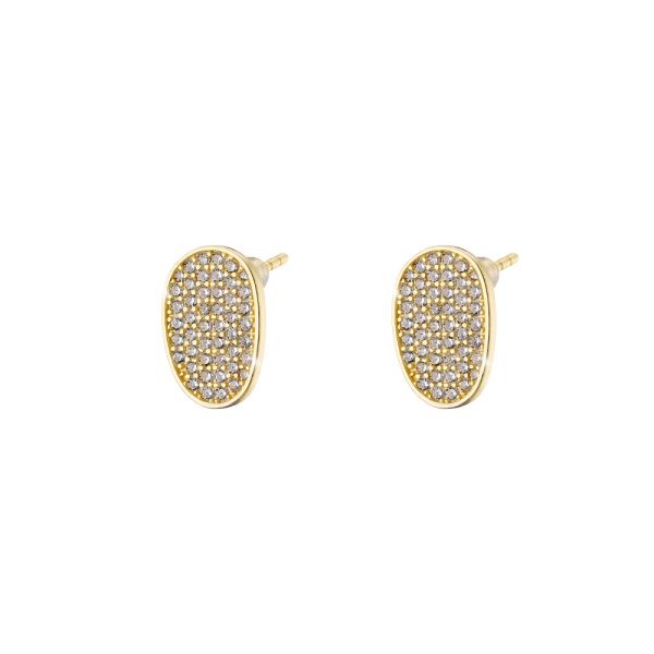 Antoinette silver gold plated earrings with white zircons 1.4 cm