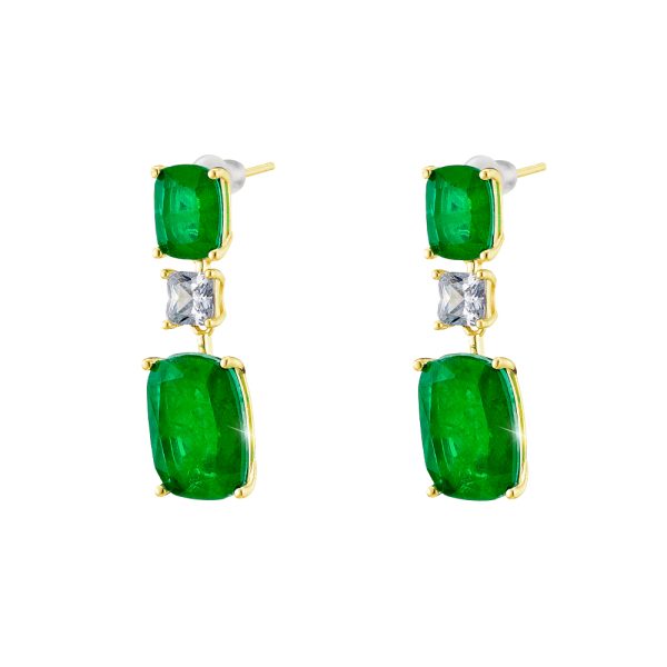 Antoinette silver plated earrings with white and green crystals