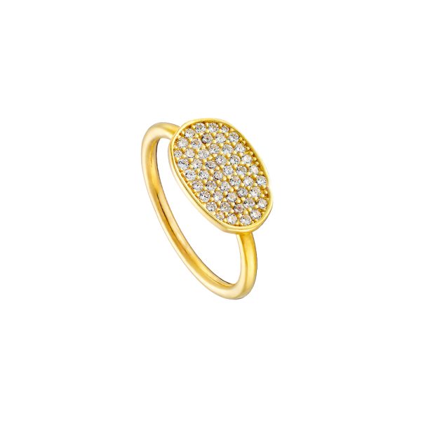 Antoinette silver gold-plated ring with white zircons 1.4 cm