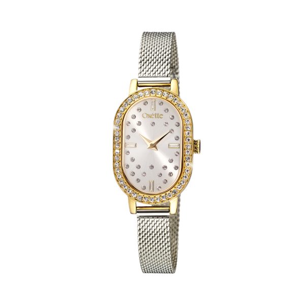 Roller watch with steel bracelet, gold-plated case and silver dial