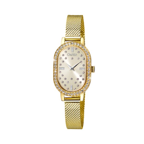 Roller watch with gold-plated steel bracelet and gold dial