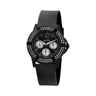 Oxette watch with steel black case and silicone strap