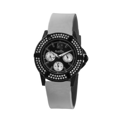 Oxette watch with steel black case and silicone strap