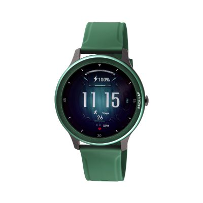 Smartwatch μαύρο/πράσινο με πράσινο λουράκι σιλικόνης