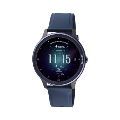 Smartwatch μαύρο/μπλε με μπλε λουράκι σιλικόνης