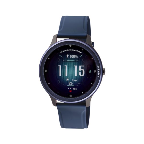 Smartwatch black/blue with blue silicone strap
