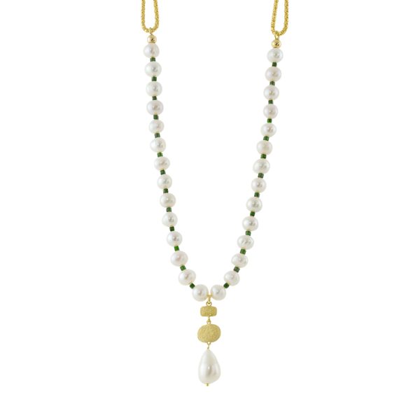 Antoinette silver gold plated necklace with chain, pearls and elements
