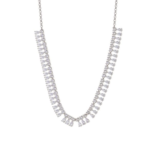 Necklaces Eleganza metallic silver with white zircons