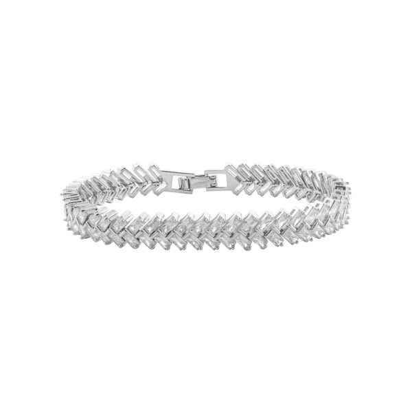 Bracelet Eleganza metallic silver riviera with white zircons