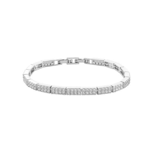 Bracelet Eleganza metallic silver riviera with white zircon elements