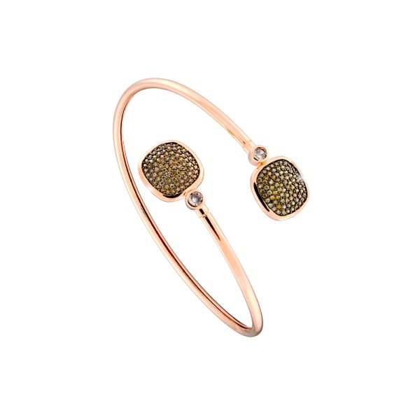 Darling bracelet metallic rose gold fixed with green and white zircons