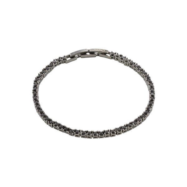 Men's black riviera metal bracelet with black crystals