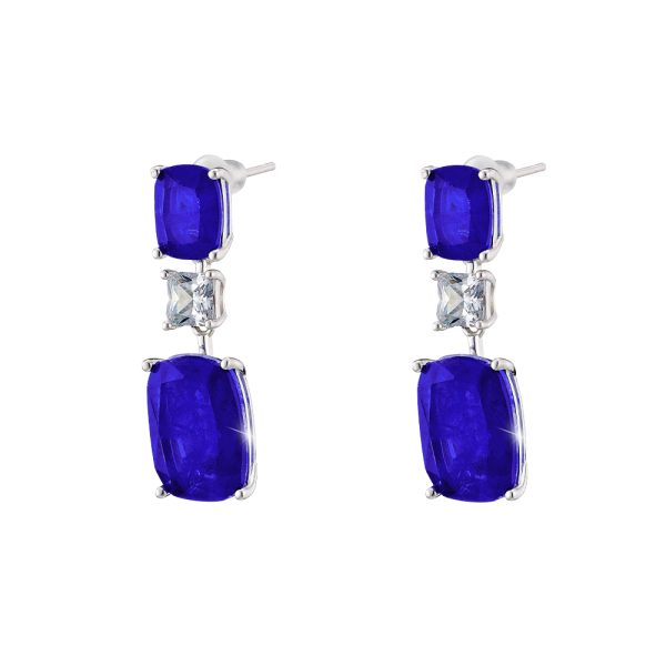 Antoinette silver earrings with white zircon and blue crystals