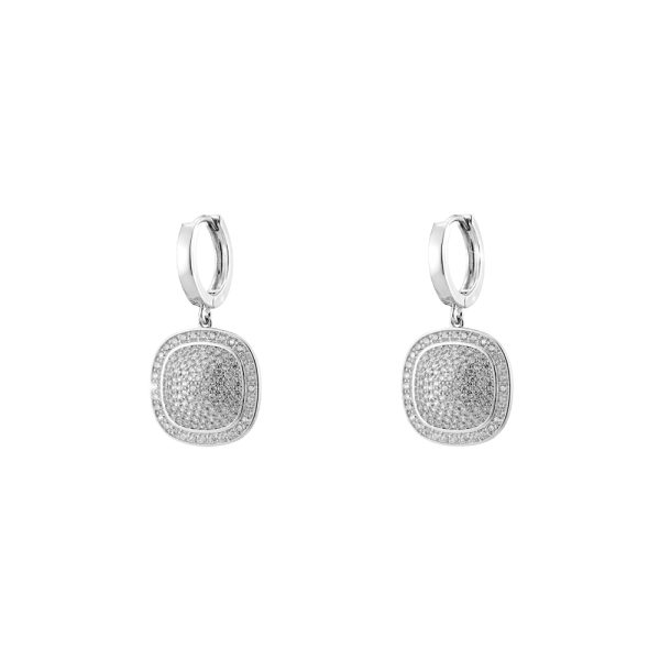 Darling earrings metallic silver with white zircons
