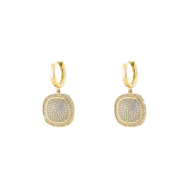 Darling metal gold-plated earrings with white zircons