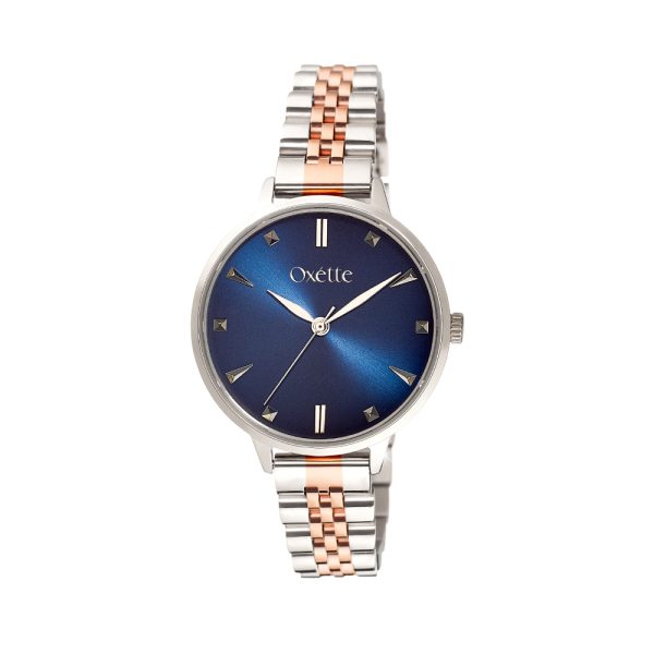 Subway watch with two-tone steel bracelet and blue dial
